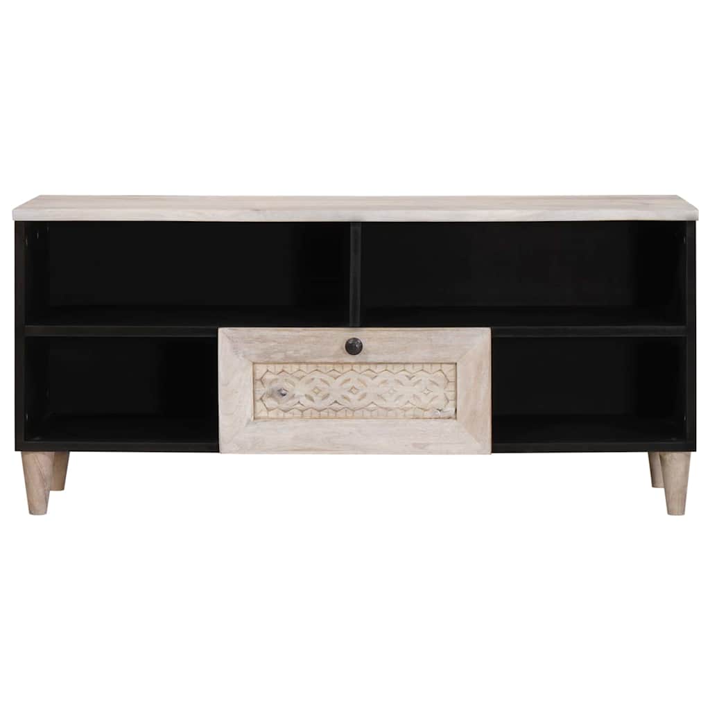 TV Cabinet with Drawer White 105 x 33 x 46 cm Solid mango wood